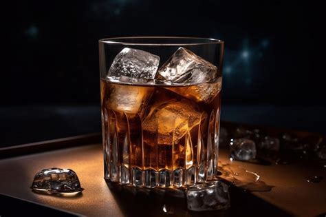 Vaso de whisky con Coca-Cola y hielo