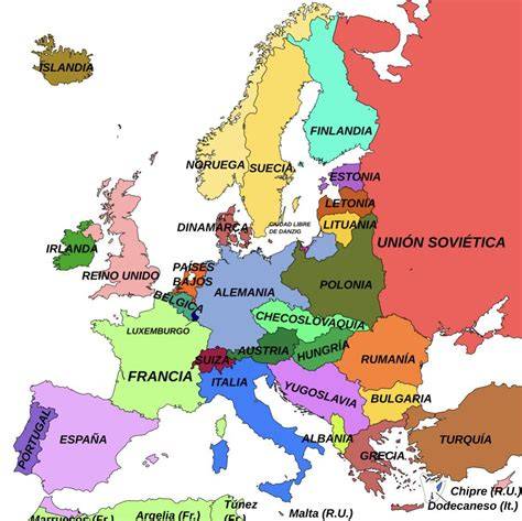 Mapa de Europa y desplazamientos de 1939