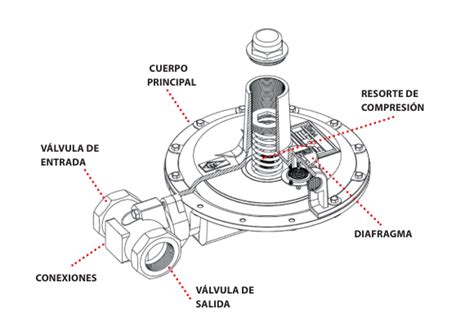 Partes internas de un regulador de gas