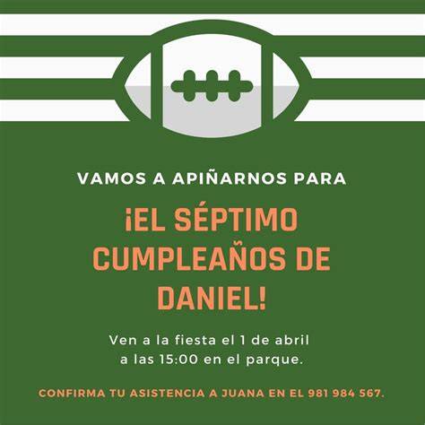 invitación cumpleaños rugby verde