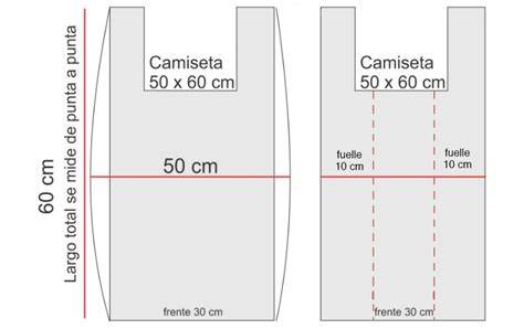Medición de bolsa camiseta con fuelles