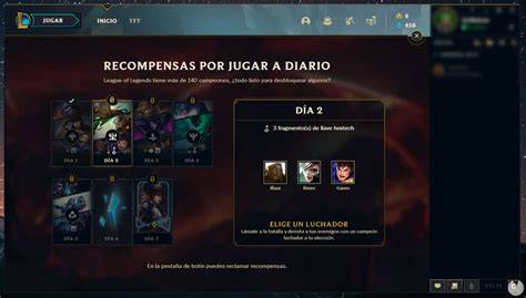 Recompensas de nivel y fragmentos de campeón
