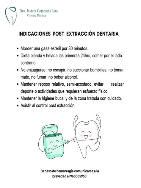 Cuidados tras extracción dental