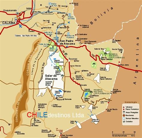 Mapa de excursiones en San Pedro de Atacama