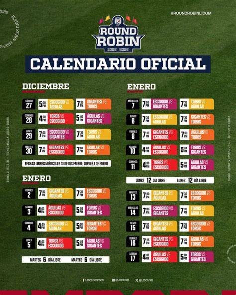 Calendario round robin de equipos