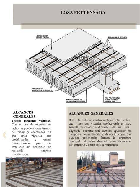 Sección de losa de hormigón pretensado