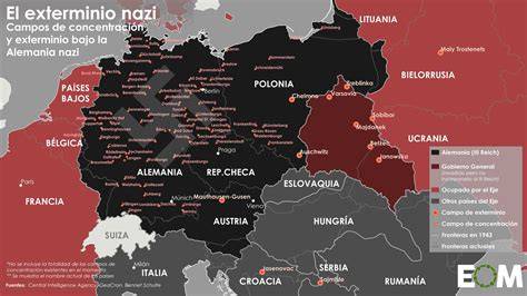 Mapa de deportaciones judías hacia campos nazis