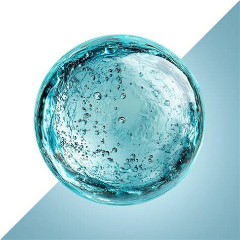 Esfera acuática transparente sobre piscina