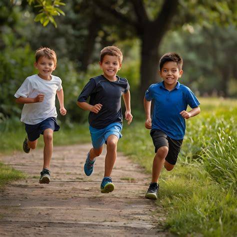 Niños corriendo en carrera de tres piernas