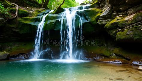 Senderos exuberantes y cascada natural