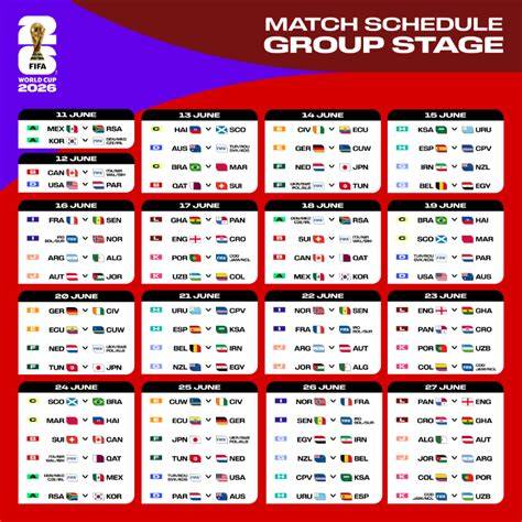 Calendario mundialista con horarios de partidos