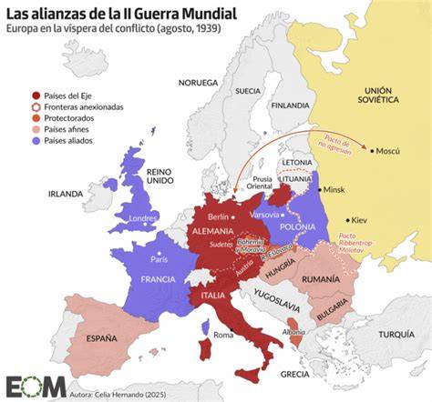 Mapa de alianzas estadounidenses de posguerra