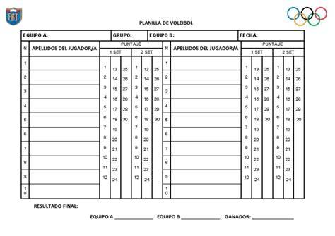 Hoja de estadística individual de voleibol