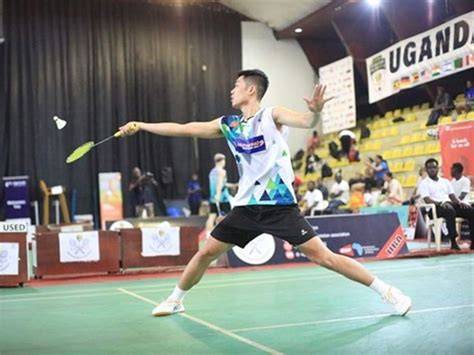 Jugador de bádminton entre puntos