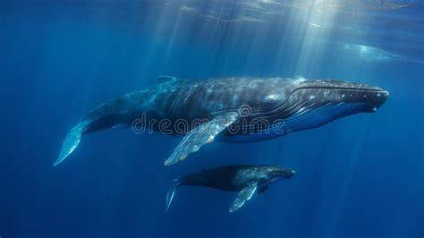 Ballena azul nadando en océano abierto
