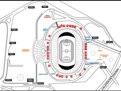 Plano de accesos y gradas del estadio