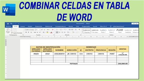 Combinación y división de celdas en Word