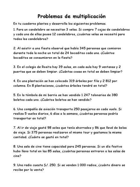 Tipos de problemas de multiplicación