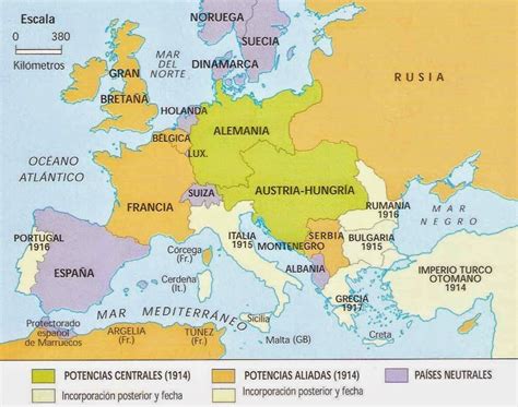 Mapa de la Triple Entente en 1914