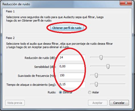 perfil de ruido en Audacity