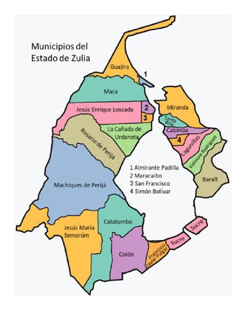 Mapa del estado Zulia y campos de béisbol