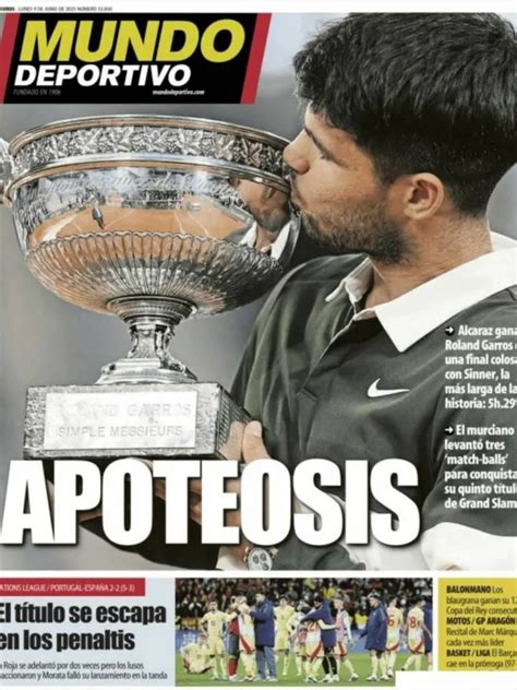 Portada deportiva sobre triunfo de España