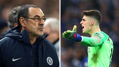 Discusión entre Kepa y Sarri en Wembley