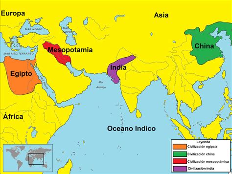 Mapa de las primeras civilizaciones fluviales