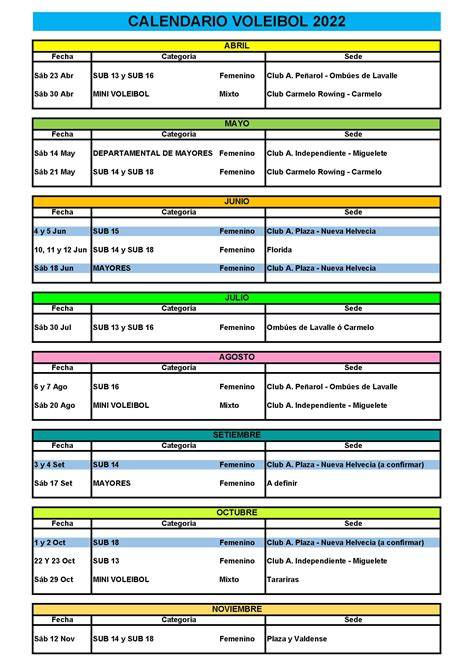 Calendario de torneos de voleibol barrial