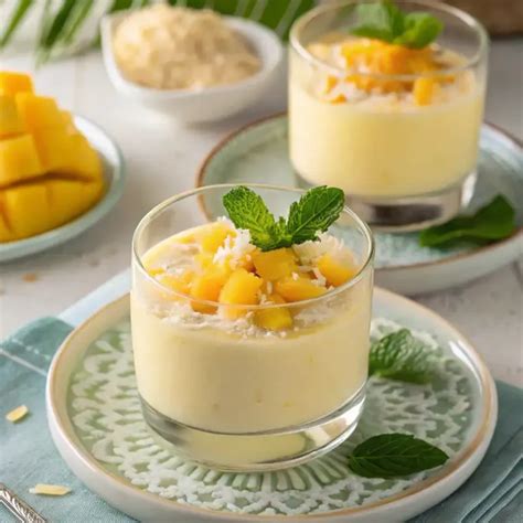 Vaso de mango colado con mango y coco