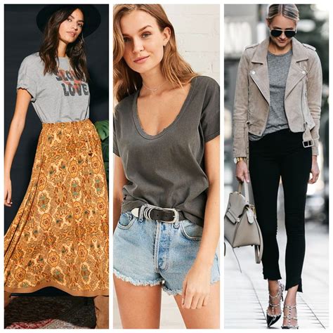 capas de ropa con camiseta gris mujer
