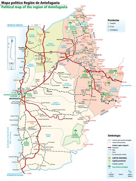 Mapa político administrativo Región de Antofagasta
