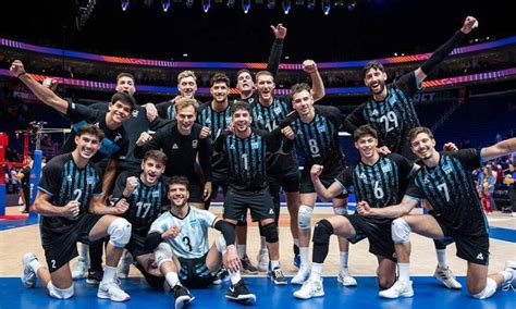 Selección argentina de vóley en partido internacional