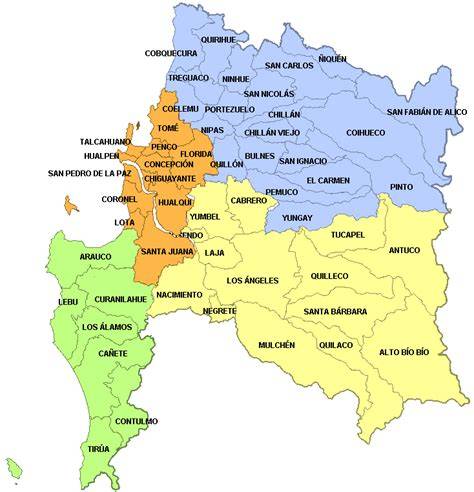 Mapa de Coronel y Lota en Biobío