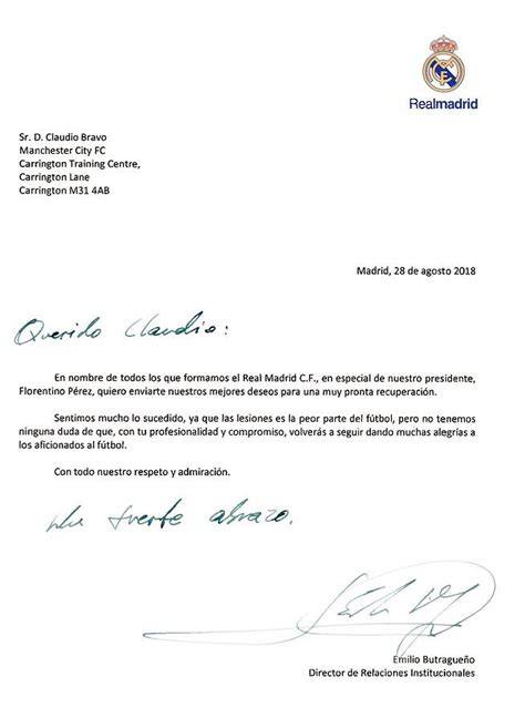 Carta del Real Madrid a Claudio Bravo