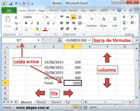 Hoja de cálculo Excel con celda seleccionada