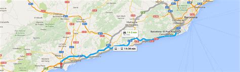 Mapa de la ruta entre Salou y Barcelona
