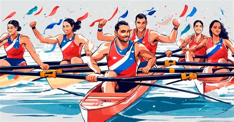 Remeras chilenas celebrando medallas de remo