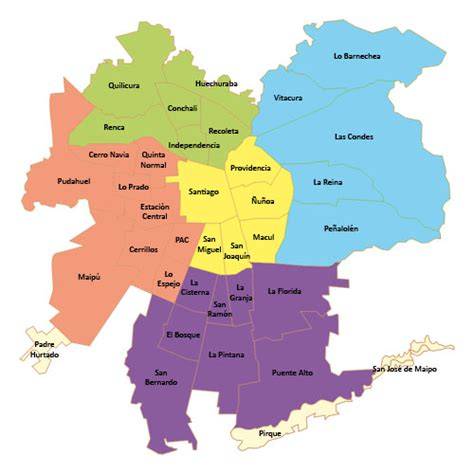 Mapa de sectores de Santiago de Chile