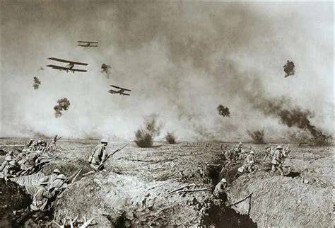 Aviones de reconocimiento sobre trincheras