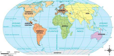 Mapa político mundial por continentes