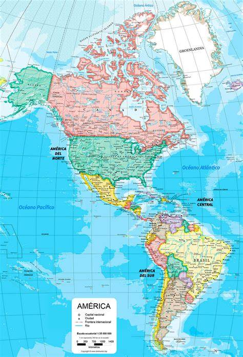 Mapa político de América con países