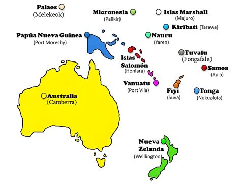 Mapa político de Oceanía con países