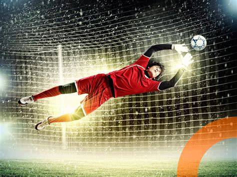 Arquero de fútbol frente a portería