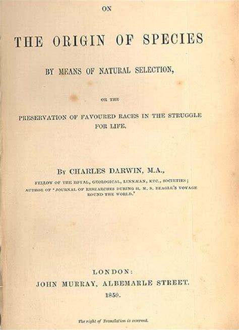Primera edición de El origen de las especies