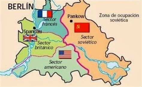 Mapa de las cuatro zonas de Berlín