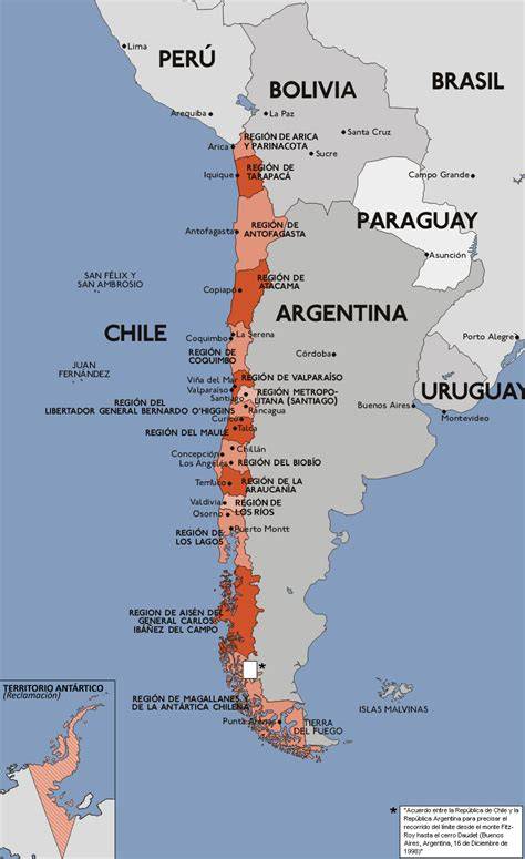 Mapa de Chile con Iquique y Temuco