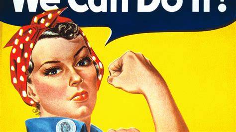 Rosie the Riveter trabajando en una fábrica