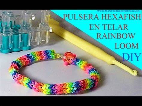 telar Rainbow Loom con ligas y ganchillo