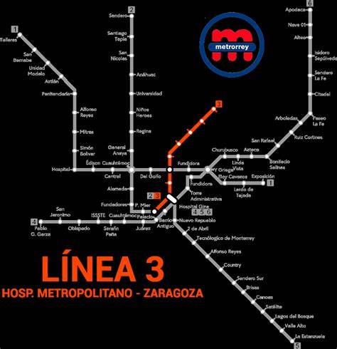 Mapa Línea 3 hasta estación Pedrero